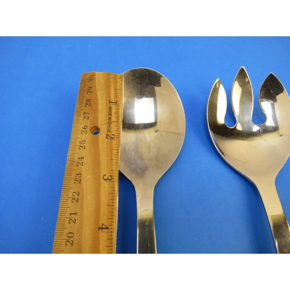 Adcraft Boho Artsy Salad Spoon and Fork Set Beaded Metal Wire Wrapped